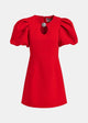 Mini abito rosso con maniche voluminose e gioiello decorativo IWALK010 ESSENTIEL
