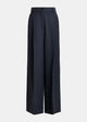 Pantaloni gessati a gamba larga blu navy e bianchi. INVEST003 ESSENTIEL