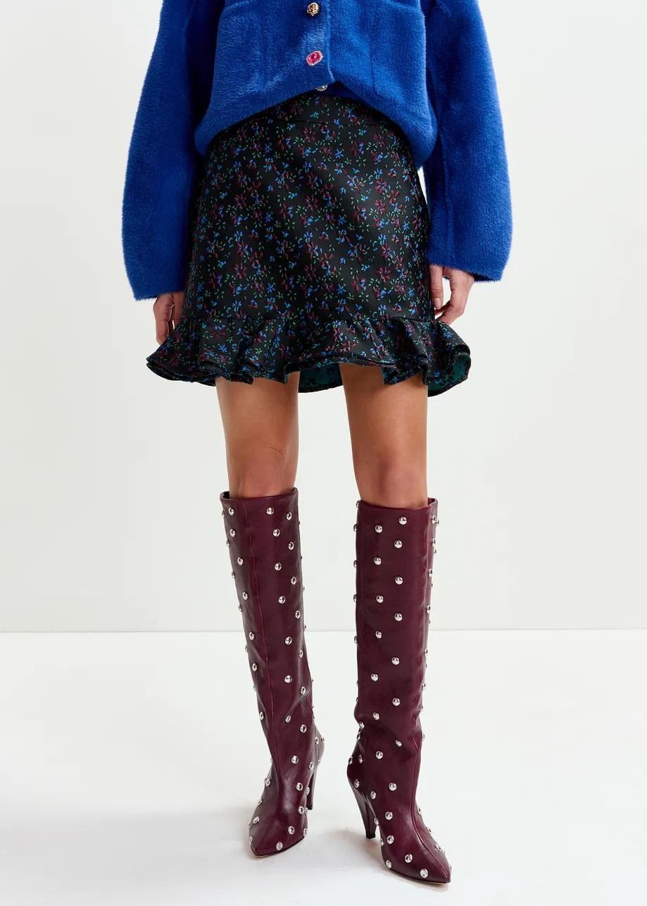 Minigonna floreale nera, blu e rossa con volant IMAGINARY000 ESSENTIEL