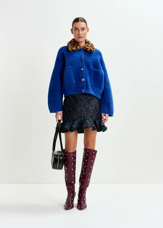 Minigonna floreale nera, blu e rossa con volant IMAGINARY000 ESSENTIEL