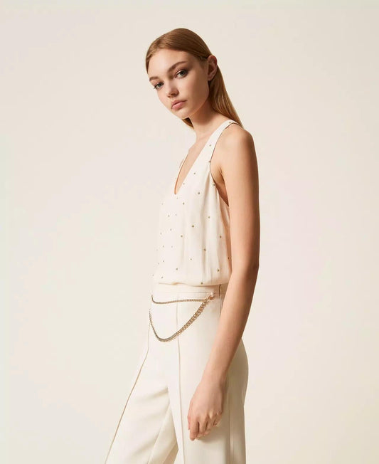 Top con ricamo lurex TP2034007 TWINSET