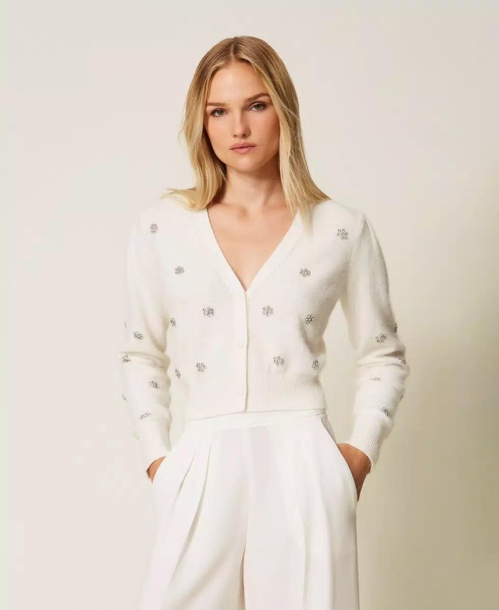 Cardigan in misto angora con ricamo TT3180007 TWINSET