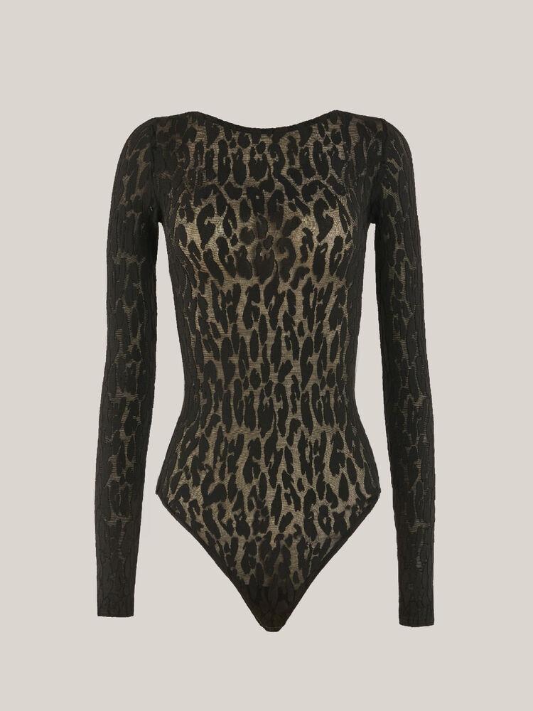 body modello tanga con motivo animalier 