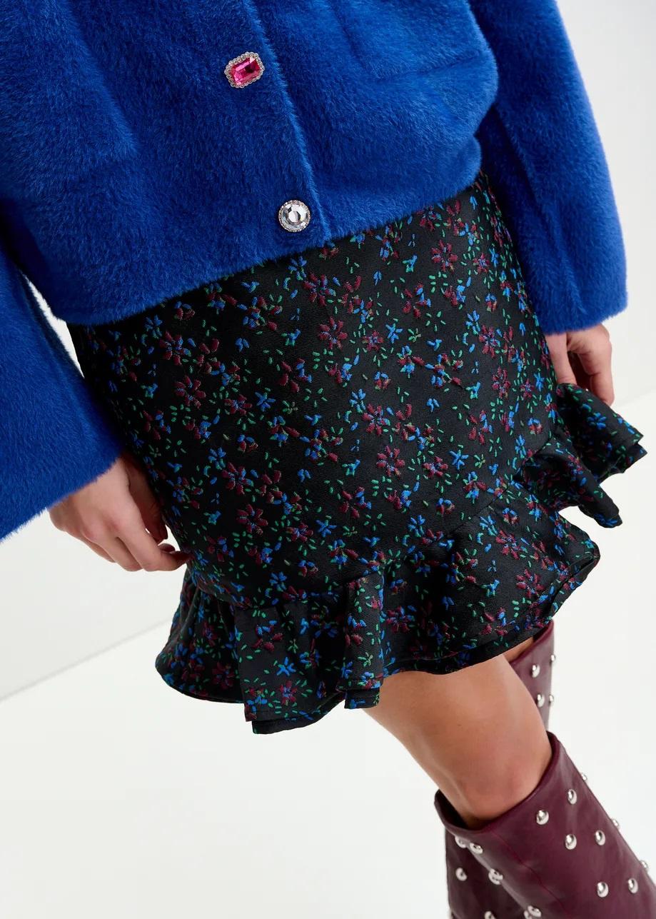 Minigonna floreale nera, blu e rossa con volant IMAGINARY000 ESSENTIEL