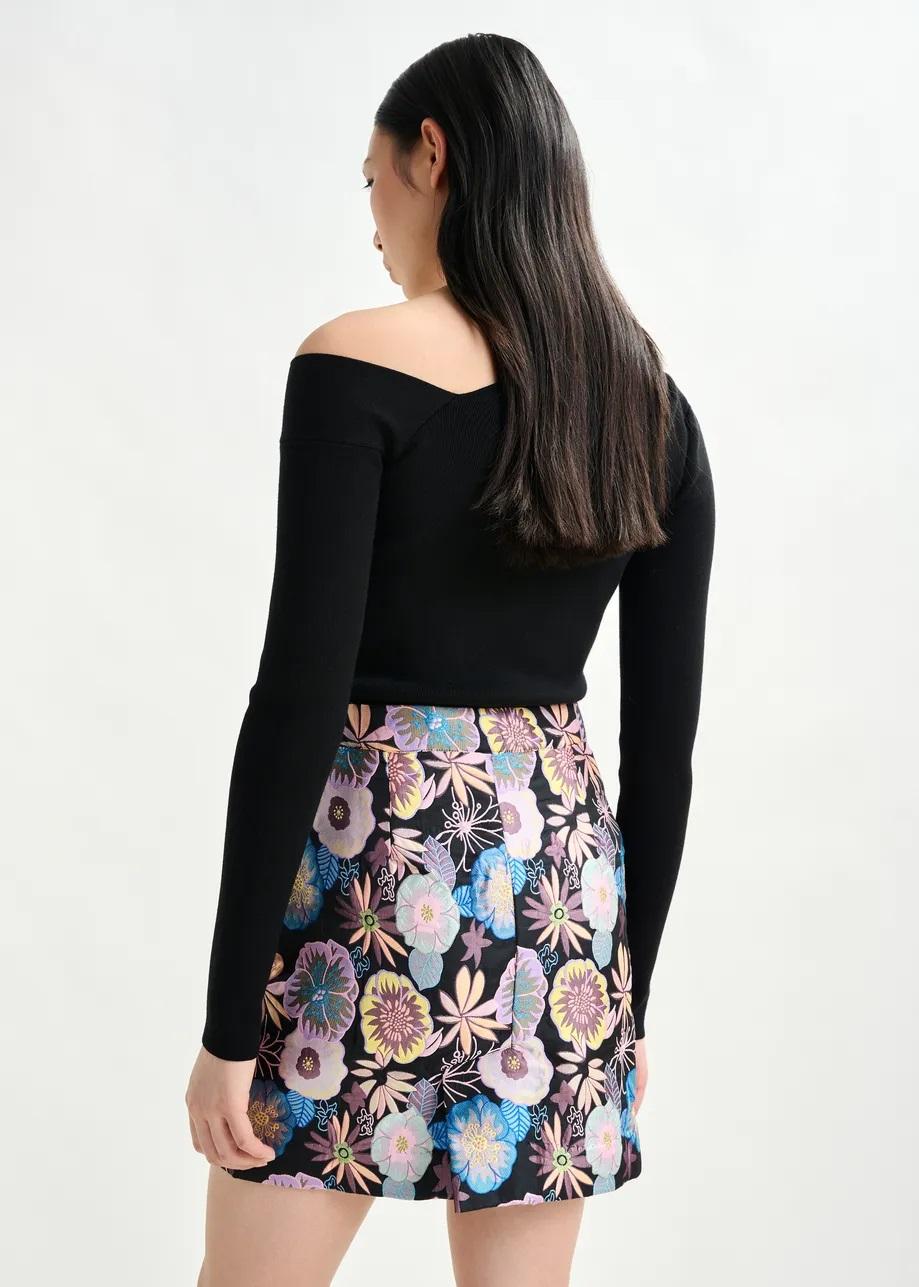 Maglione nero a costine con scollo asimmetrico IMERIC000 ESSENTIEL