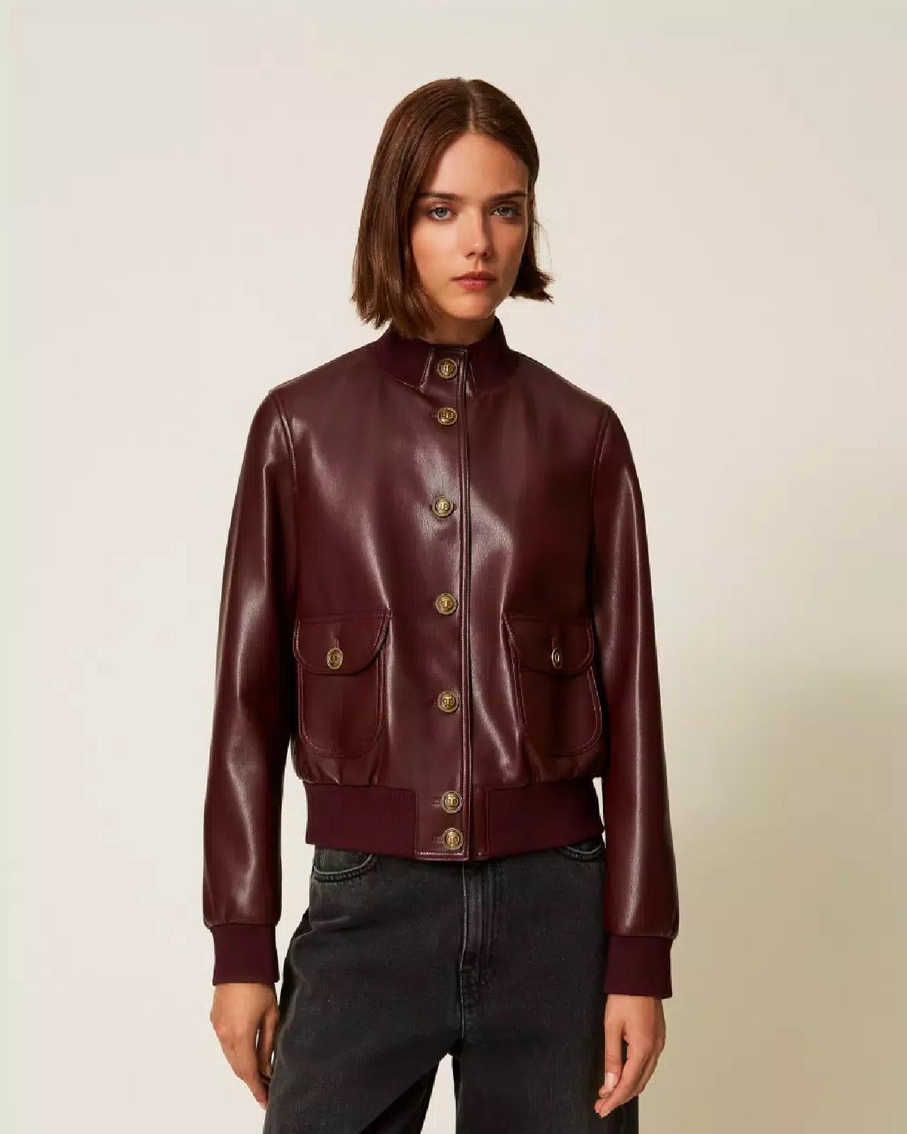 Giacca effetto pelle con bottoni TP2232002 TWINSET