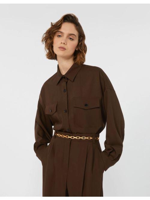 Camicia in levantina di lana - MARRONE SCURO FIRMINA006 MAXMARA