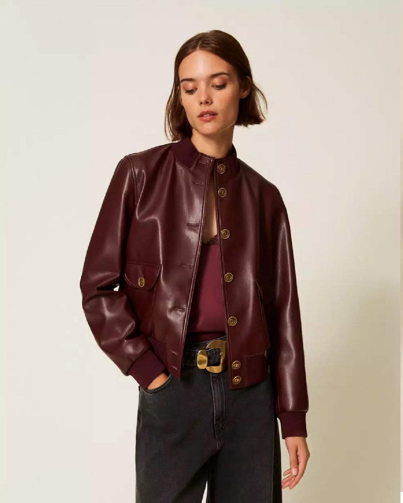 Giacca effetto pelle con bottoni TP2232002 TWINSET