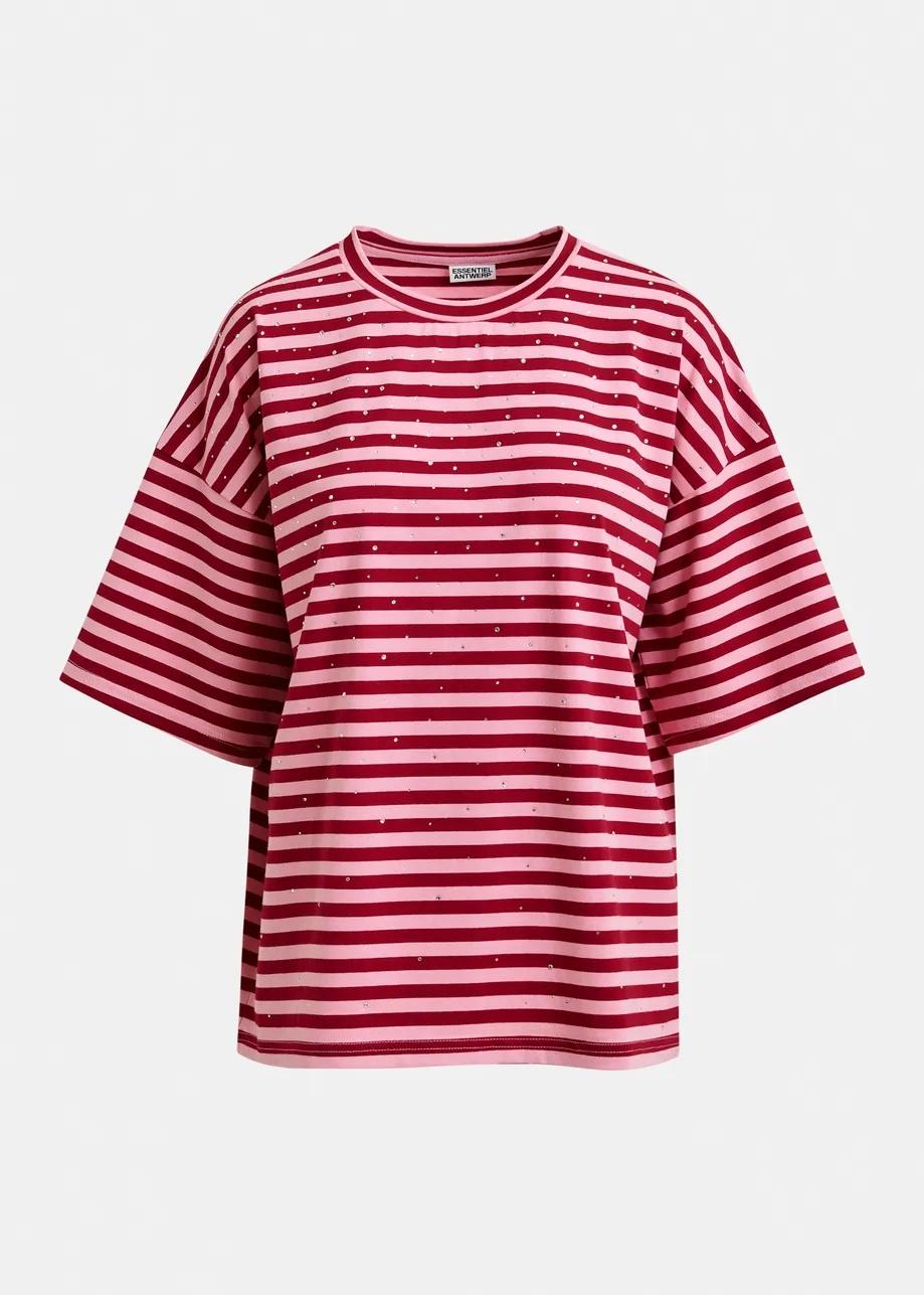 t-shirt oversize in cotone a righe JOSTE-STRIPED002 ESSENTIEL