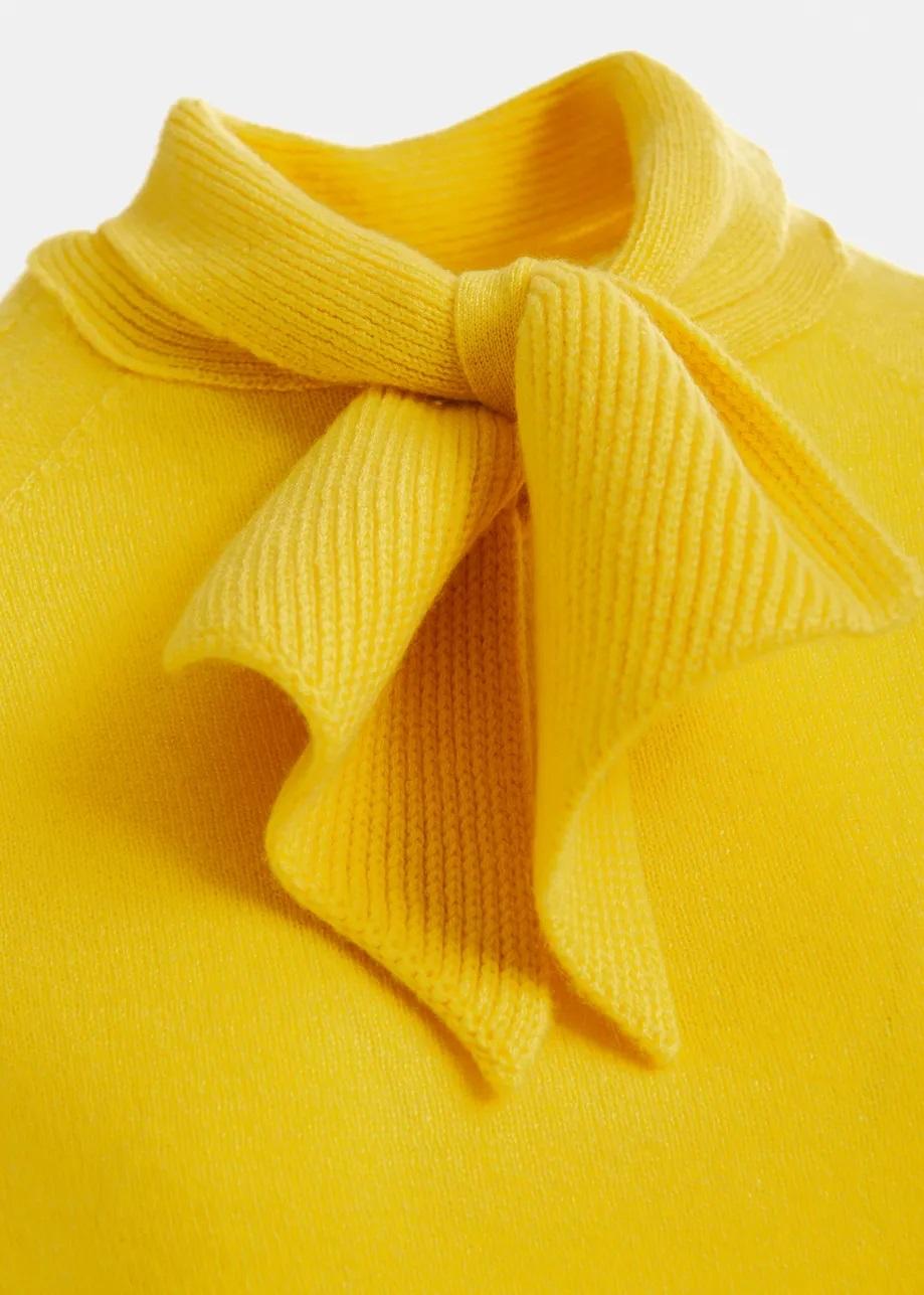 Maglione in cashmere giallo con fiocco a cravattino INVITED016 ESSENTIEL