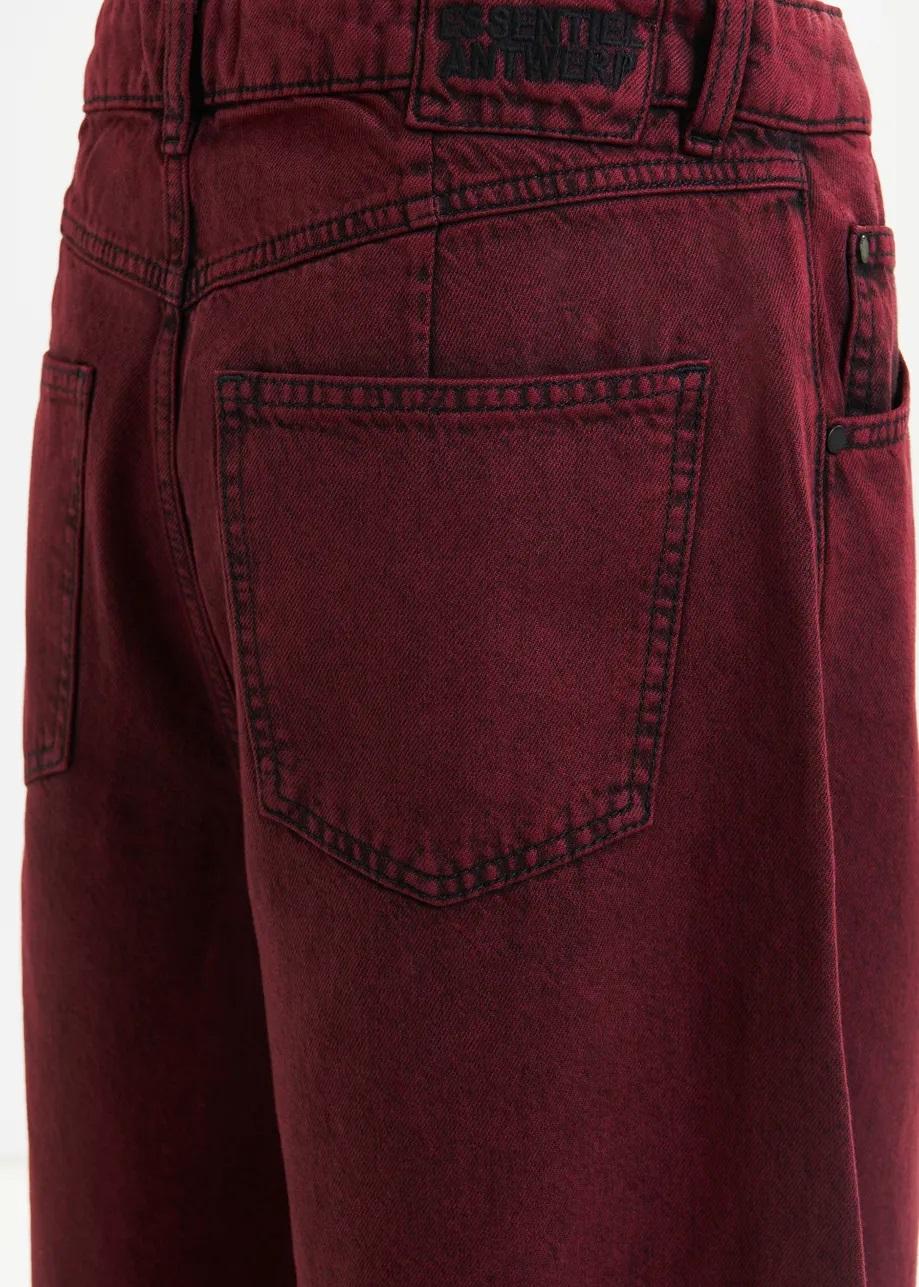 Jeans con gamba a botte in cotone biologico tinto in capo bordeaux IMPRESSIVE002 ESSENTIEL