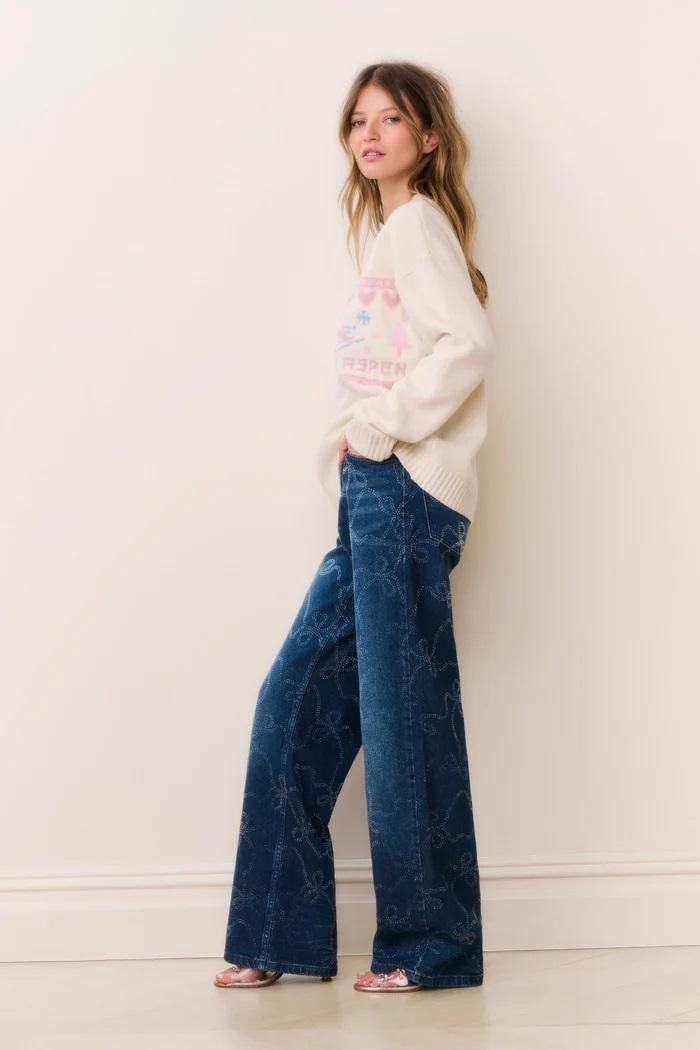 jeans strass 2945001 LOVESHACKFANCY