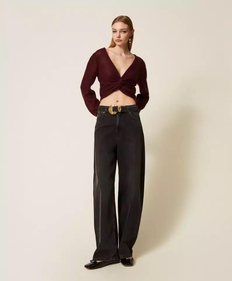 Jeans neri con cintura e maxi fibbia TP2571000 TWINSET