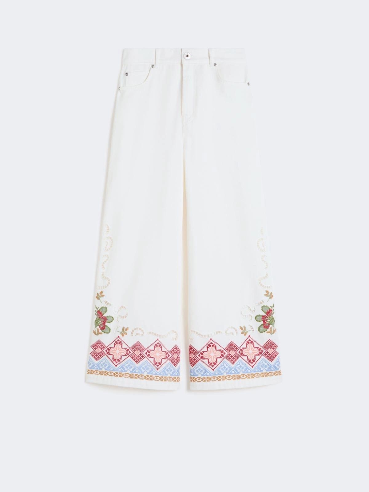jeans palazzo con ricamo 