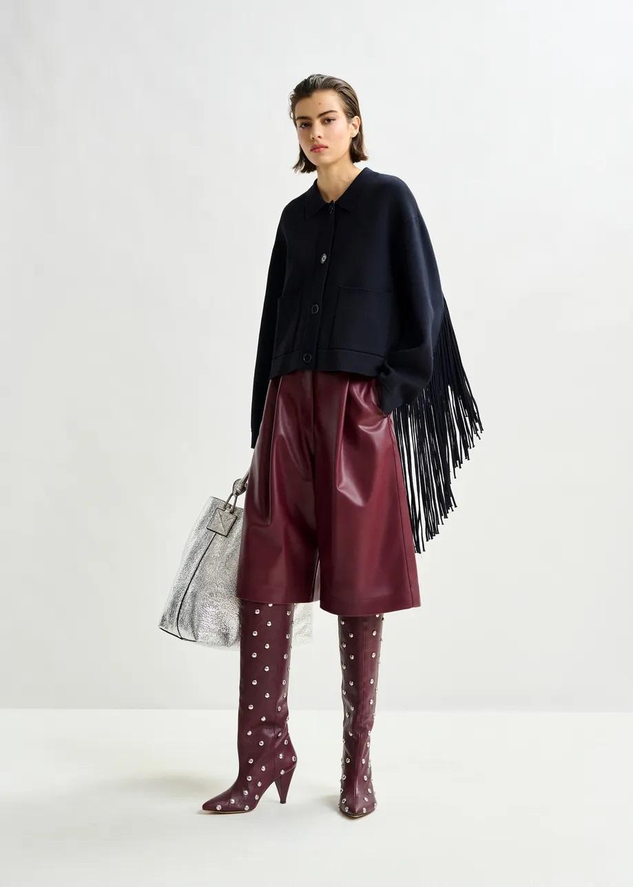 Pantaloncini bermuda bordeaux in pelle ecologica ITOP002 ESSENTIEL