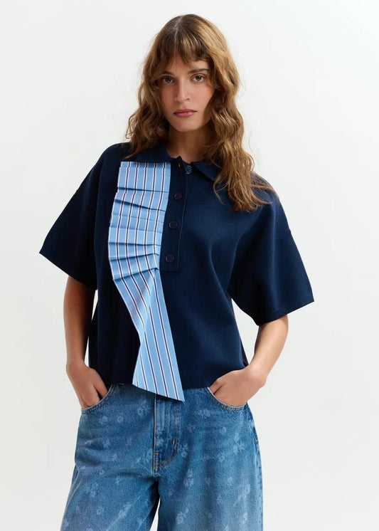 polo in maglia fine con volant JUMBLE003 ESSENTIEL