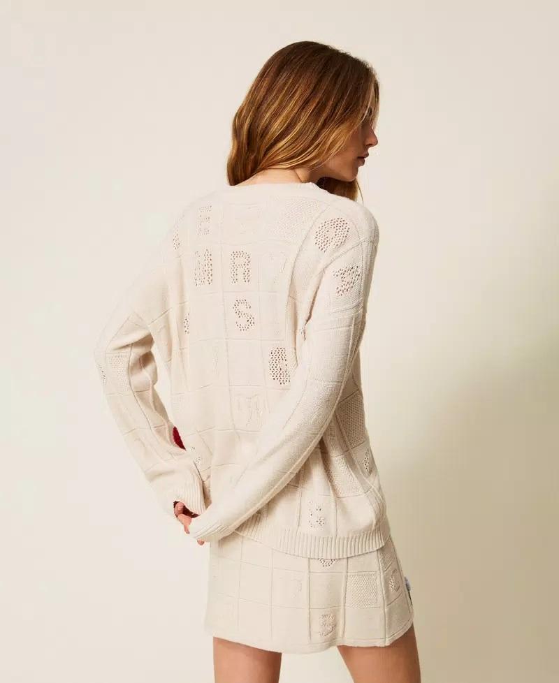 Maxi maglia in filato Treeblend con ricami TP3313013 TWINSET