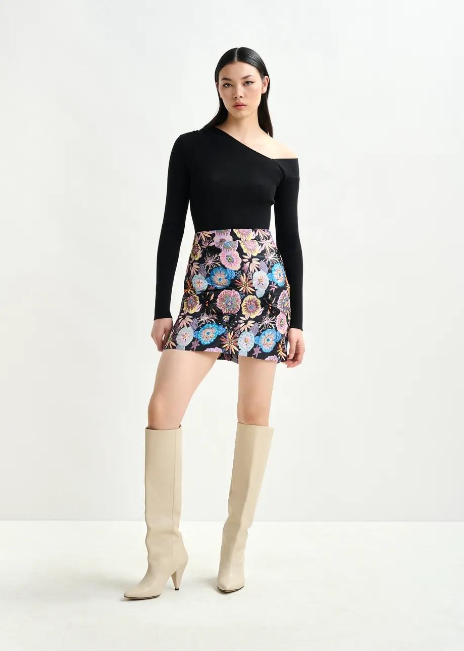 Maglione nero a costine con scollo asimmetrico IMERIC000 ESSENTIEL