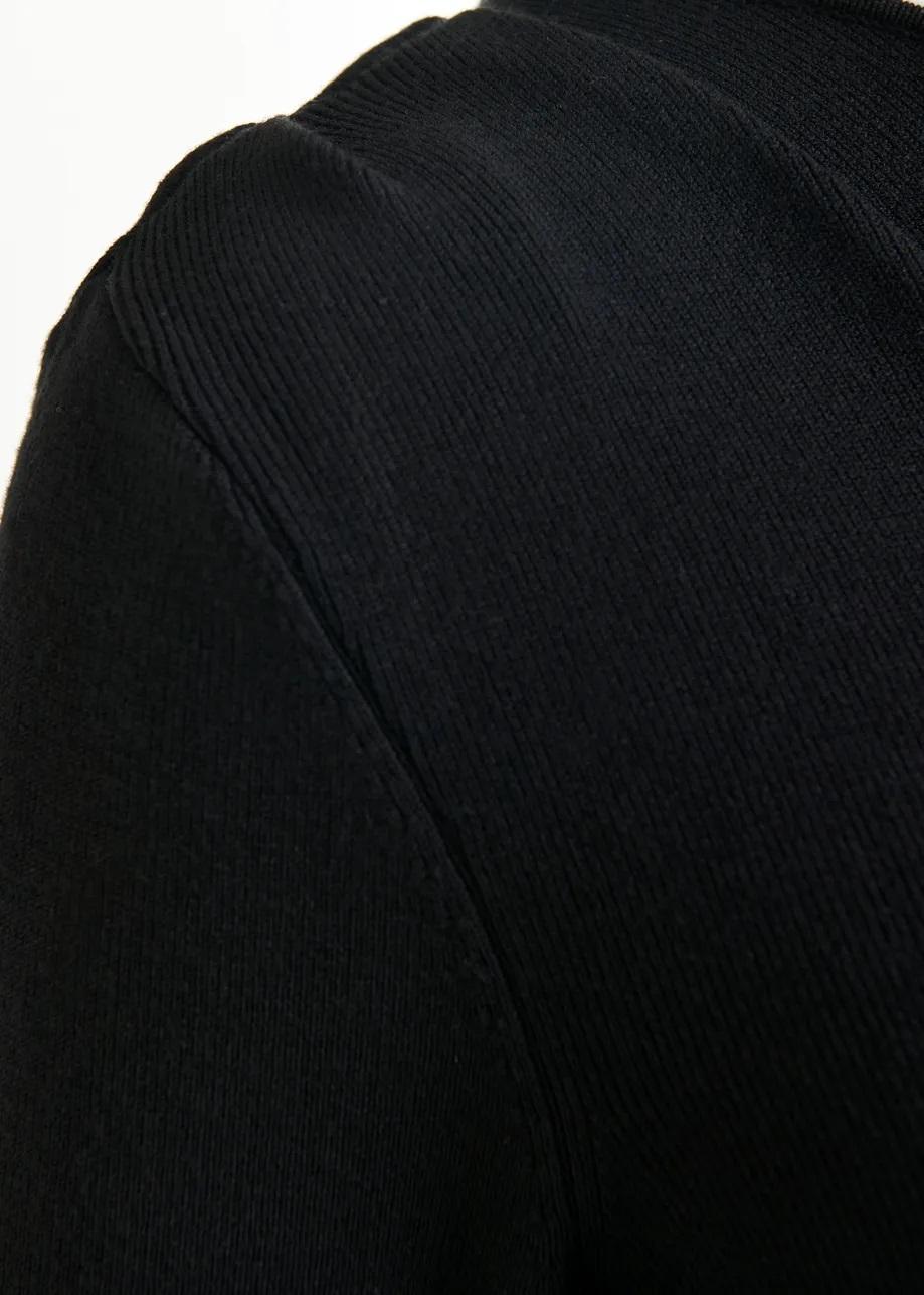Maglione nero a costine con scollo asimmetrico IMERIC000 ESSENTIEL