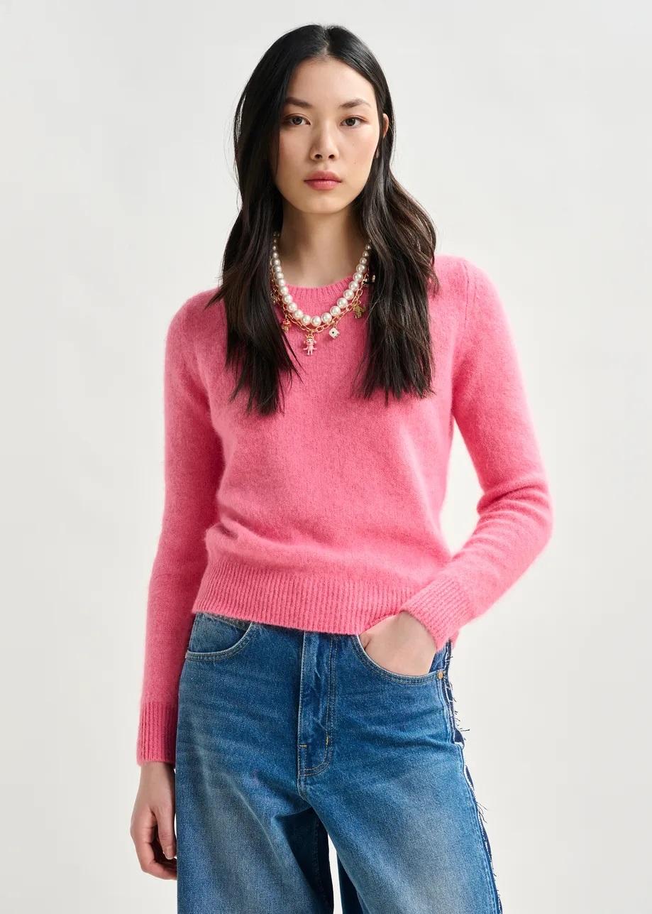 Maglia in misto angora rosa. IGORA011 ESSENTIEL