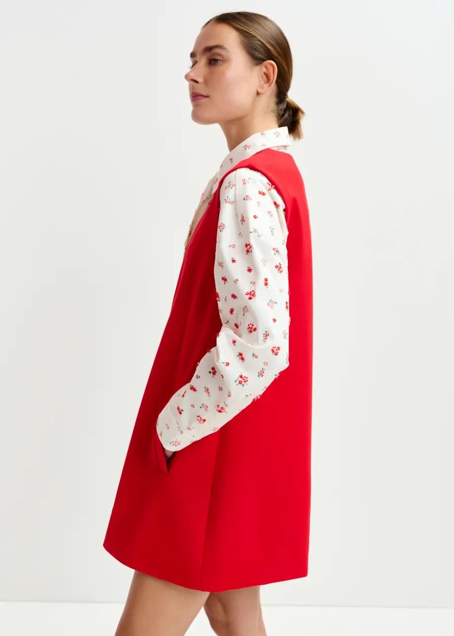 Mini abito senza maniche rosso con scollo a V ITRAVEL010 ESSENTIEL
