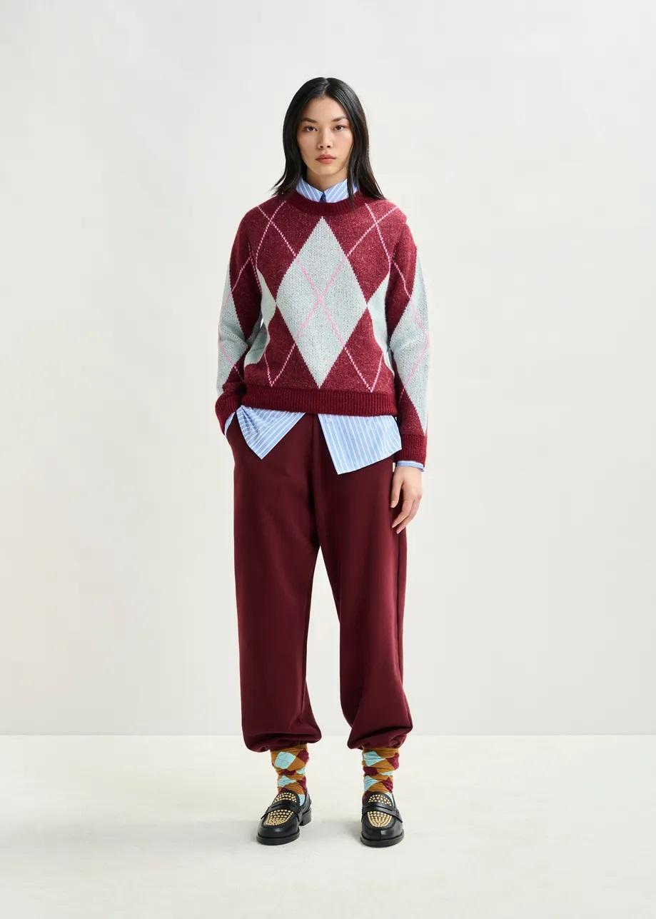 Maglione argyle bordeaux, azzurro e rosa IBERLIN002 ESSENTIEL