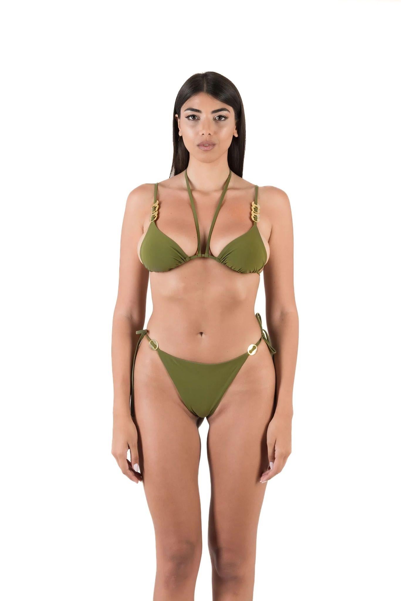Reggiseno triangolo con anelli passanti oro 