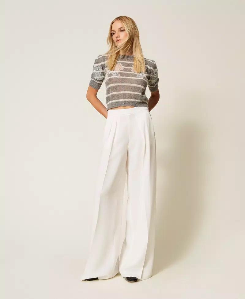 Maglia in misto mohair con pizzo TP3251004 TWINSET