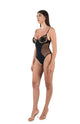 Body costume intero con applicazione fiori macramè 