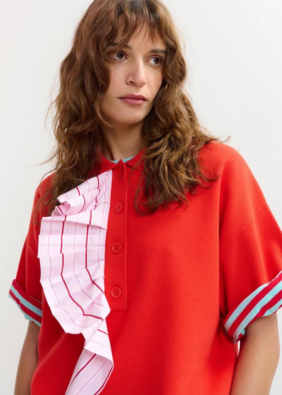 polo in maglia fine con volant JUMBLE010 ESSENTIEL