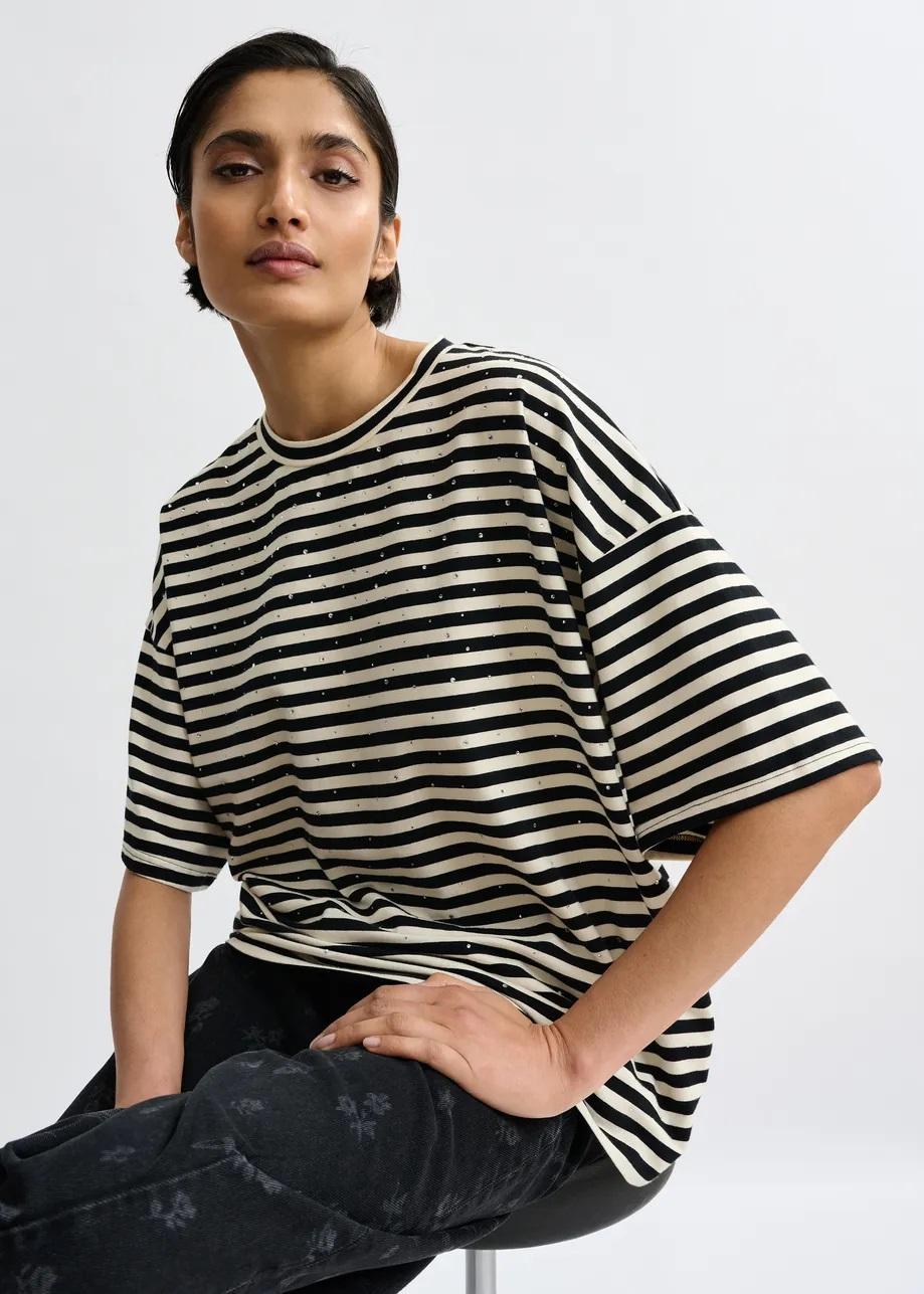 t-shirt oversize in cotone a righe JOSTE-STRIPED000 ESSENTIEL