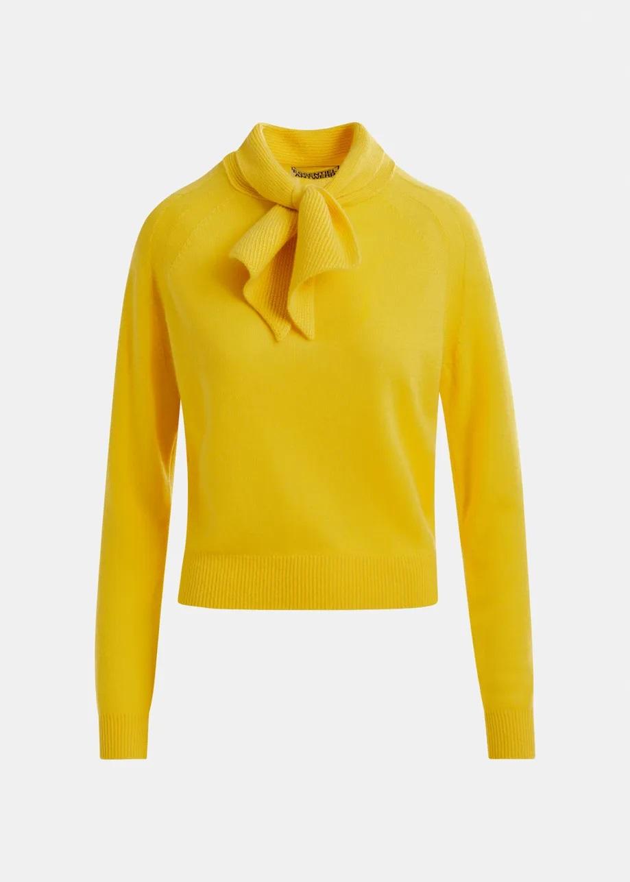 Maglione in cashmere giallo con fiocco a cravattino INVITED016 ESSENTIEL