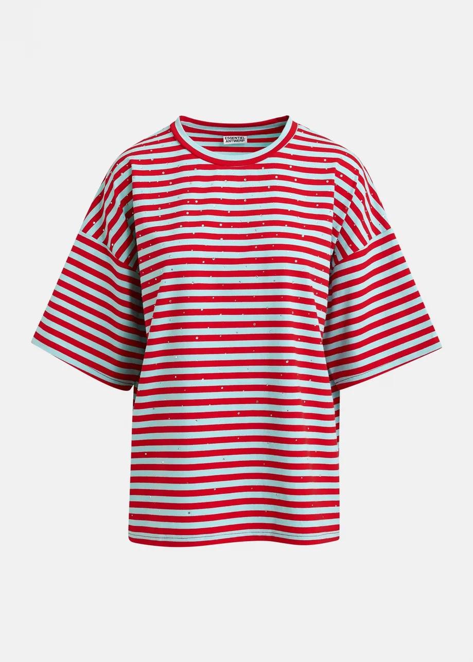 t-shirt oversize in cotone a righe JOSTE-STRIPED022 ESSENTIEL