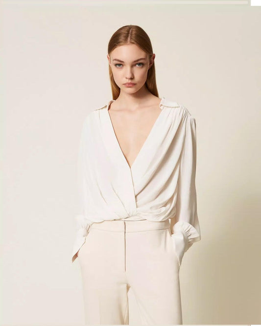 Body in crêpe de Chine con arricciature TP2293005 TWINSET