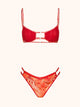 Top in tessuto operato e slip in lycra 