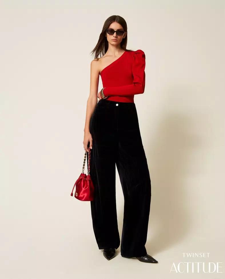 Maglia monospalla con drappeggio AT3011010 TWINSET