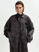 Camicia marrone e nera oversize con stampa leopardata e volant ILORIN000 ESSENTIEL