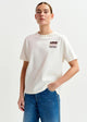 T-shirt in cotone color avorio e multicolore con ricamo di paillettes IMASTER007 ESSENTIEL