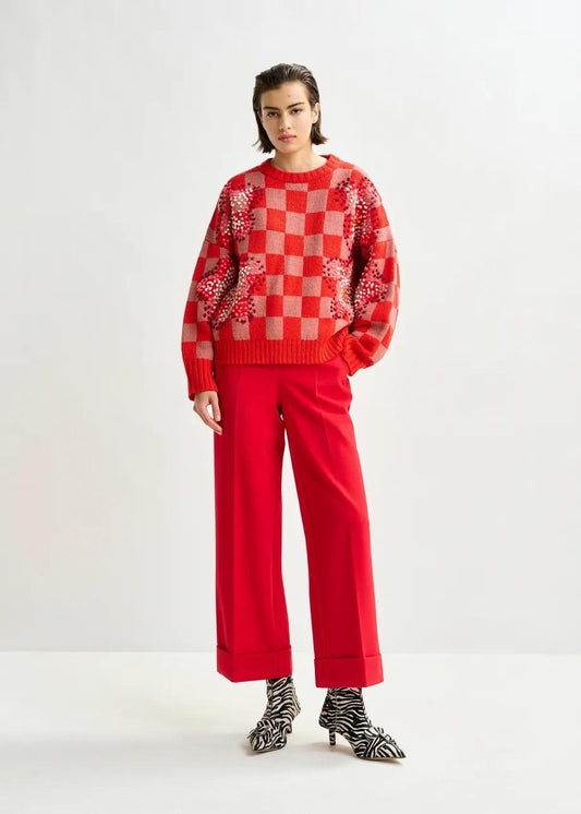 Pantaloni a taglio corto rossi con orli risvoltati IMO010 ESSENTIEL