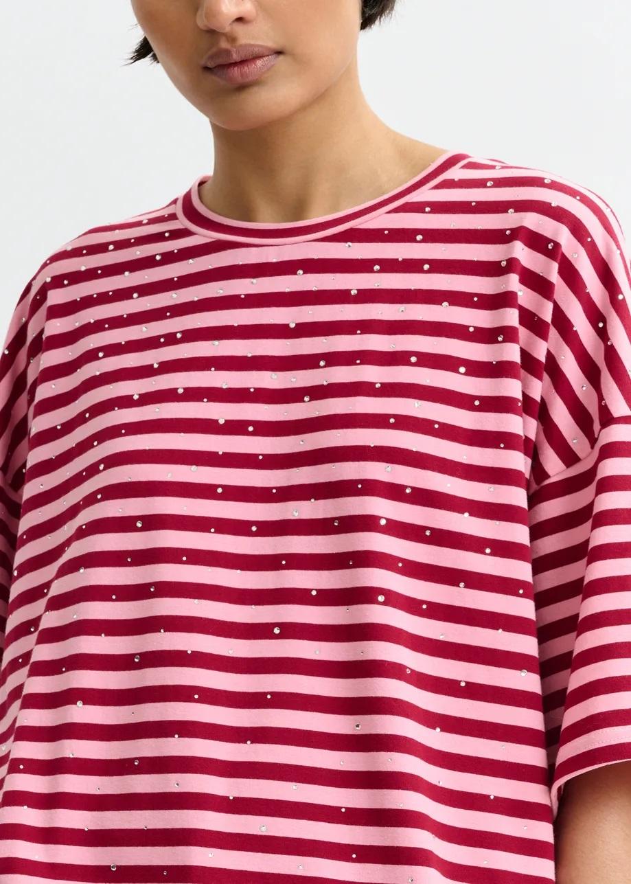 t-shirt oversize in cotone a righe JOSTE-STRIPED002 ESSENTIEL