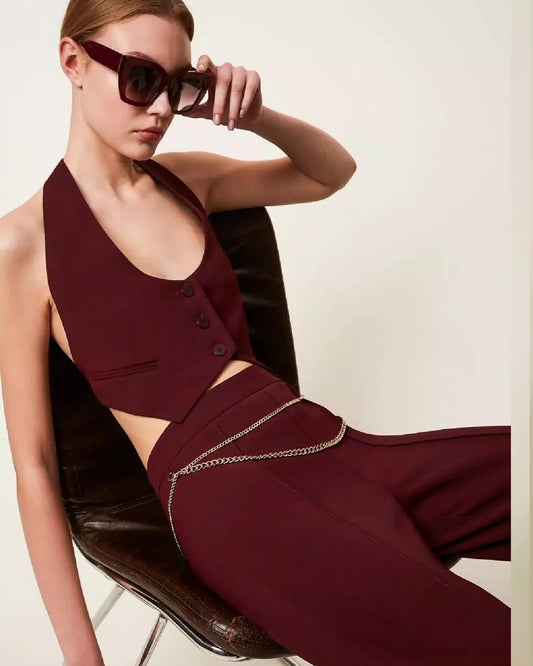 Gilet in crêpe cady con cinturino TP2280002 TWINSET