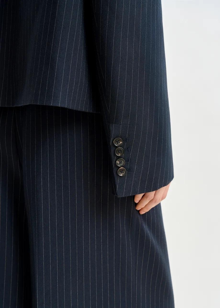 Blazer gessato corto blu navy e bianco ITZEL004 ESSENTIEL