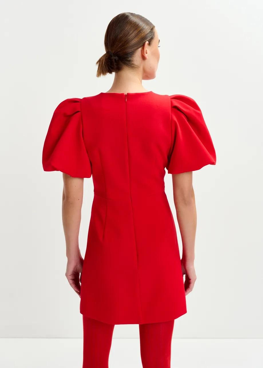 Mini abito rosso con maniche voluminose e gioiello decorativo IWALK010 ESSENTIEL