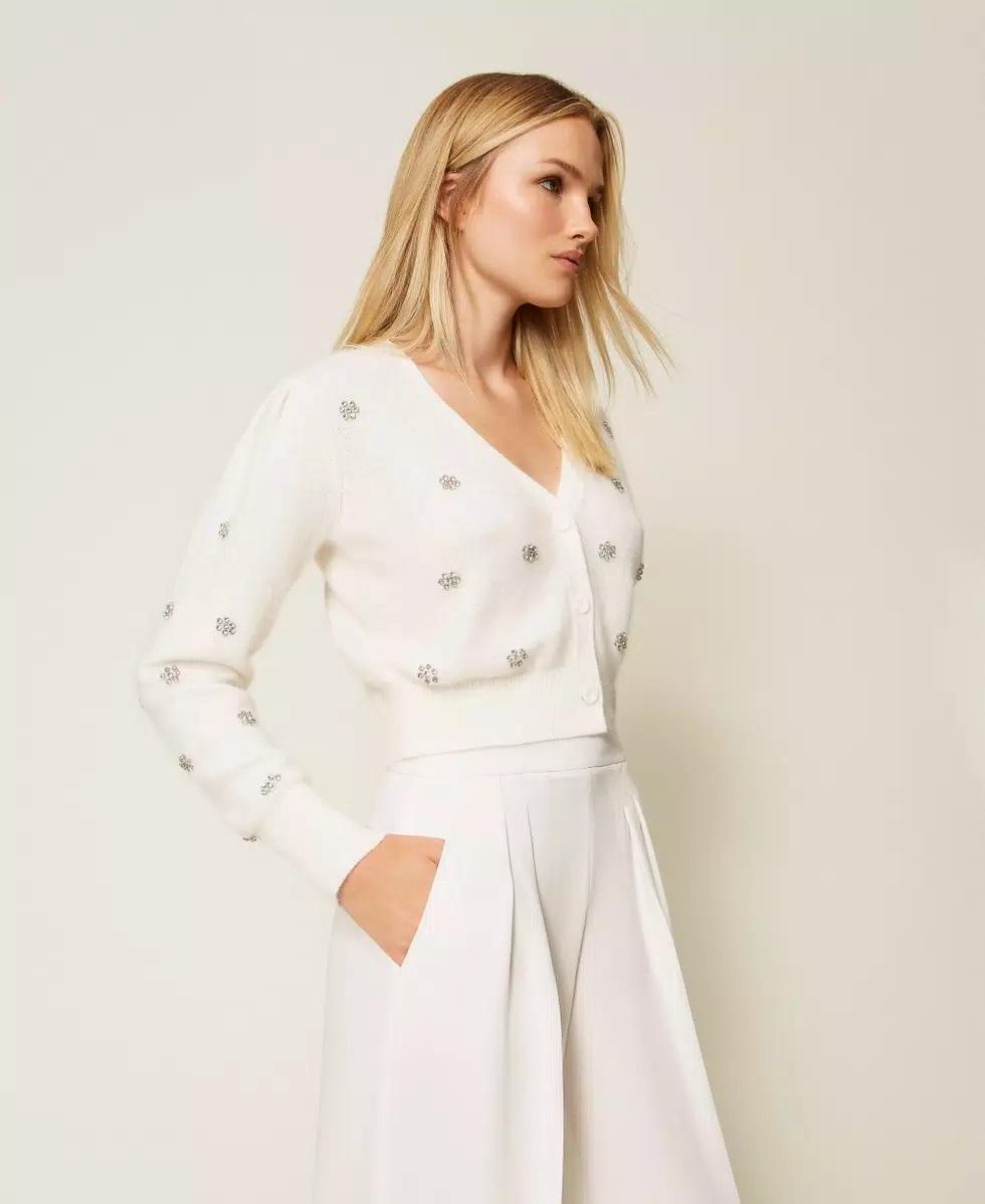 Cardigan in misto angora con ricamo TT3180007 TWINSET