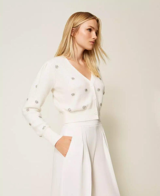 Cardigan in misto angora con ricamo TT3180007 TWINSET