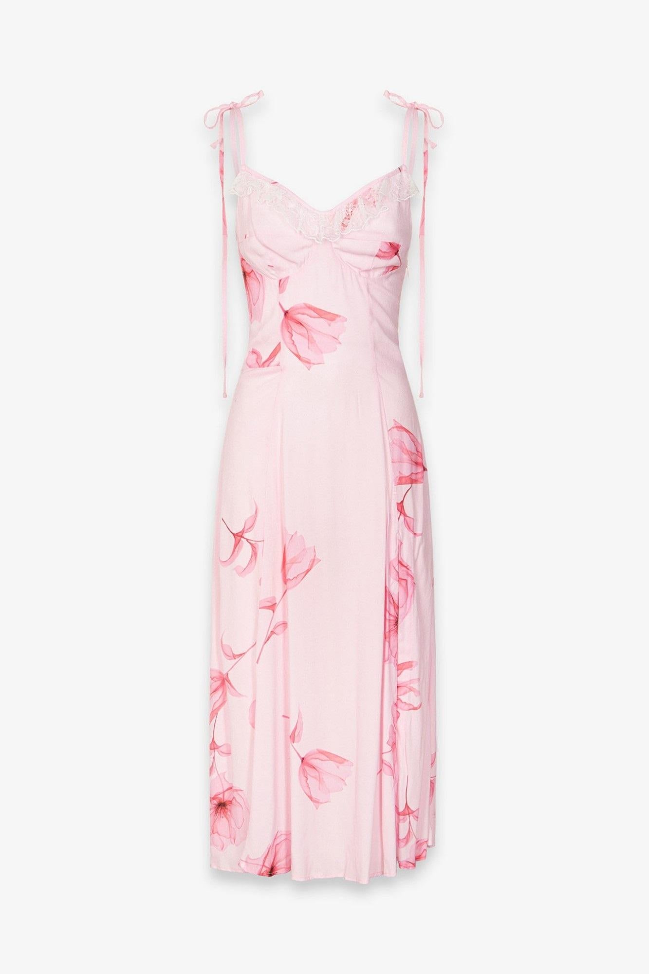 abito midi in crepe con rouge 