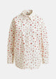 Camicia in misto cotone con stampa floreale nei toni del bianco sporco, rosso e verde ILILLY005 ESSENTIEL