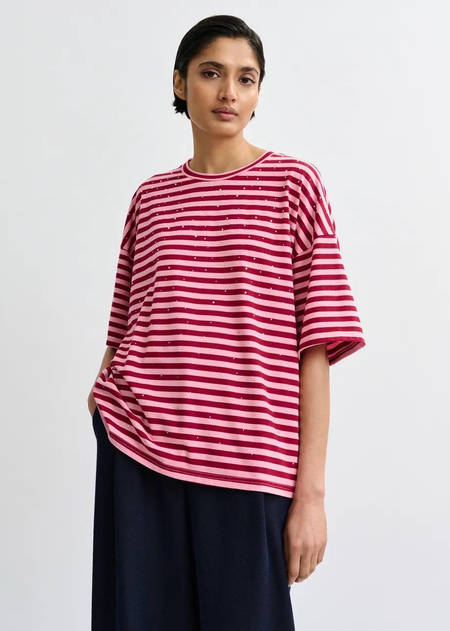 t-shirt oversize in cotone a righe JOSTE-STRIPED002 ESSENTIEL