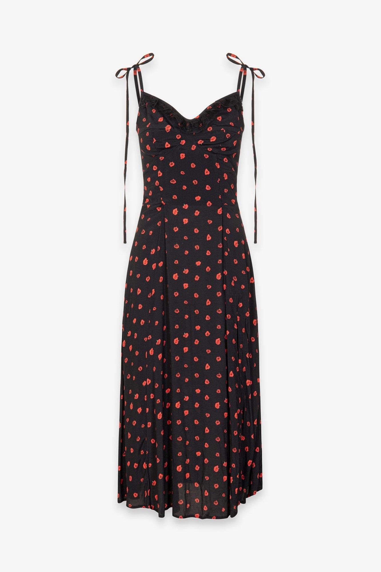 abito midi in crepe con rouge 
