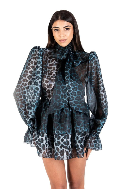 Abito corto in organza stampata WIP80046 DISTRICT MARGHERITA MAZZEI